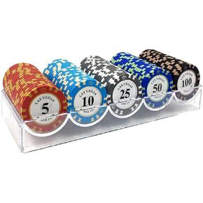 100 PCS Poker Chips Set, 14 Gram Clay Metal Core Texas Holdem Blackjack Poker Chips Counting Game Chips in Kuwait