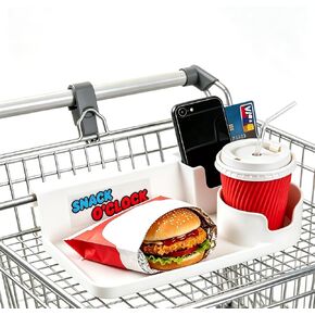 Shopping Cart Serving Tray, Shopping Cart Accessory with Food Tray, Dual Drink Holders & Phone Holder, Grocery Cart Organizer Fits Most Shopping Carts in Kuwait