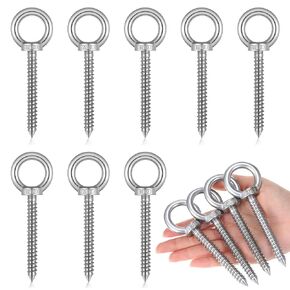 8Pcs 5 Inch Heavy Duty Eye Hooks M10 Self Tapping Eyelet Screw Eye Bolt Load Capacity 700LBS 304 Stainless Steel Eyes Hooks Screw in Heavy Duty for Hammock Stand, Yoga, Swing Chair in Kuwait