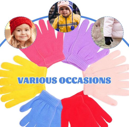 6 Pairs Finger Mittens, Thickened Warm Finger Gloves with Velvet and Acrylic Yarn, Comfortable Winter Gloves for Suitable for Indoor and Outdoor Activities in Kuwait