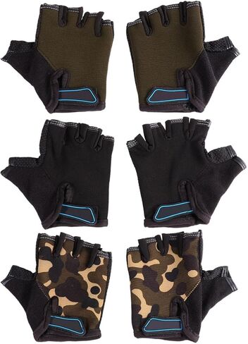 Kichvoe Half Finger Biking Gloves Breathable Cloth Riding Gloves 3 Pairs for Outdoor Training and Hiking for Boys in Kuwait