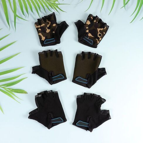 Kichvoe Half Finger Biking Gloves Breathable Cloth Riding Gloves 3 Pairs for Outdoor Training and Hiking for Boys in Kuwait