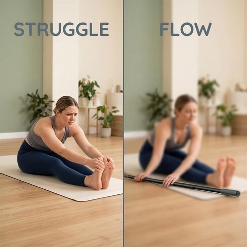 Yoga Stick, 5 ft Adjustable Aluminum Stretching Bar, Portable Fitness Pole with Comfortable Foam Handles for Physical Rehabilitation, Body Shaping, Flexibility, Mobility and Balance Training in Kuwait