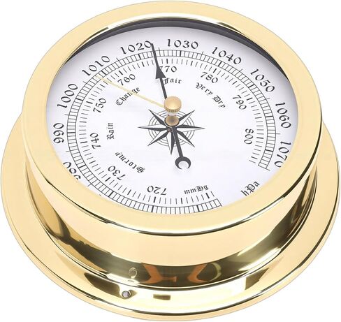 Yosoo Health Gear 4.7 inch Brass Marine Barometer for Boats Yachts, Accurate Air Pressure Measurement for Ships & Vessels in Kuwait