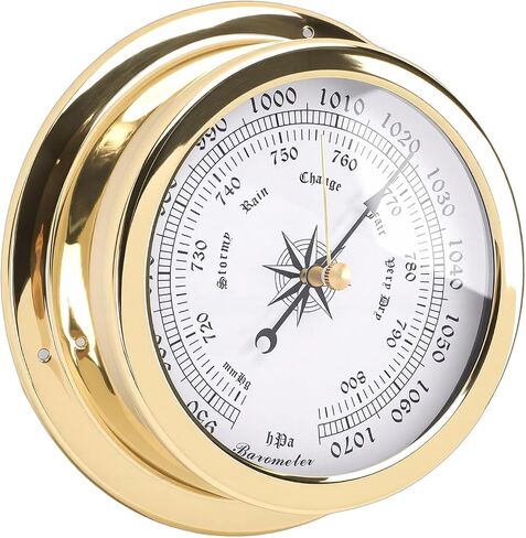 Yosoo Health Gear 4.7 inch Brass Marine Barometer for Boats Yachts, Accurate Air Pressure Measurement for Ships & Vessels in Kuwait