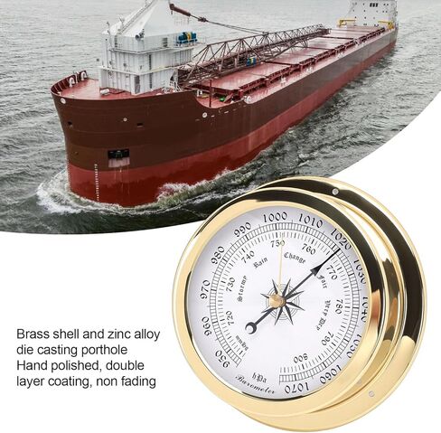 Yosoo Health Gear 4.7 inch Brass Marine Barometer for Boats Yachts, Accurate Air Pressure Measurement for Ships & Vessels in Kuwait