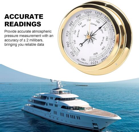 Brass Barometer, 4.7 Inch Boat Barometer with 2hPa Accuracy, for Yachts Cargo Ships Vessels in Kuwait