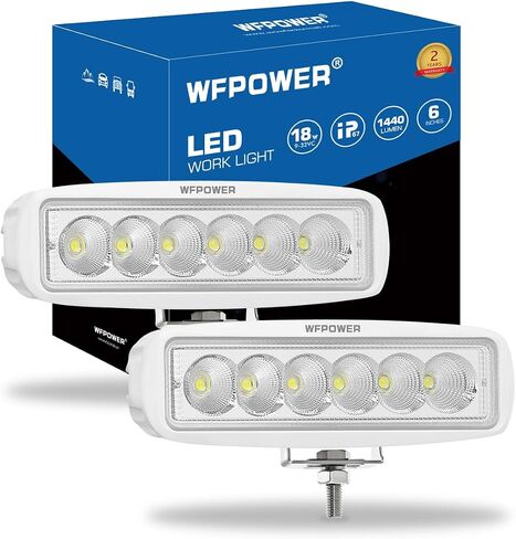 WFPOWER ضوء القارب 2 حزمة، أضواء LED البحرية للماء، 6 بوصة سطح السفينة ضوء الفيضانات لملحقات القوارب شاحنة صيد عائمة SUV ATV 12V أبيض in Kuwait