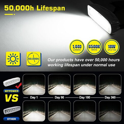 WFPOWER ضوء القارب 2 حزمة، أضواء LED البحرية للماء، 6 بوصة سطح السفينة ضوء الفيضانات لملحقات القوارب شاحنة صيد عائمة SUV ATV 12V أبيض in Kuwait