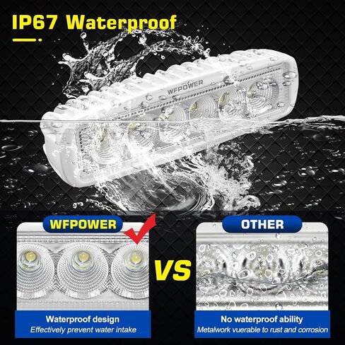 WFPOWER ضوء القارب 2 حزمة، أضواء LED البحرية للماء، 6 بوصة سطح السفينة ضوء الفيضانات لملحقات القوارب شاحنة صيد عائمة SUV ATV 12V أبيض in Kuwait