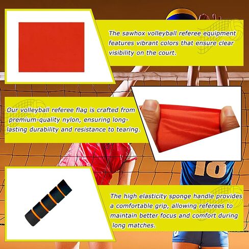 Volleyball Line Judge Flags, 8-Pack Lightweight Referee Flags for Volleyball Games, Schools & Tournaments in Saudi Arabia