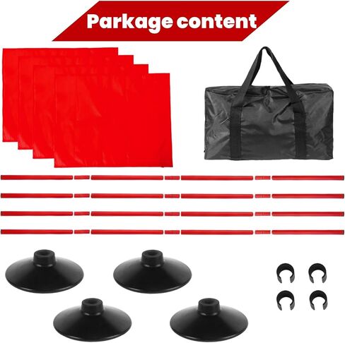 5FT Corner Flags for Soccer Field Set of 4 with Round Rubber Bases & Storage Bag, Adjustable Speed and Agility Training Equipment/Poles(Red) in Saudi Arabia