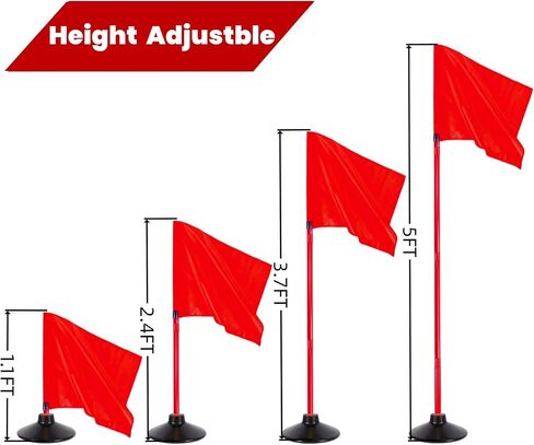 5FT Corner Flags for Soccer Field Set of 4 with Round Rubber Bases & Storage Bag, Adjustable Speed and Agility Training Equipment/Poles(Red) in Saudi Arabia