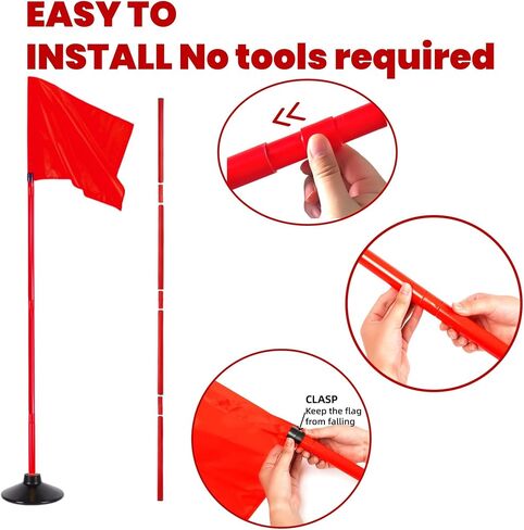 5FT Corner Flags for Soccer Field Set of 4 with Round Rubber Bases & Storage Bag, Adjustable Speed and Agility Training Equipment/Poles(Red) in Saudi Arabia