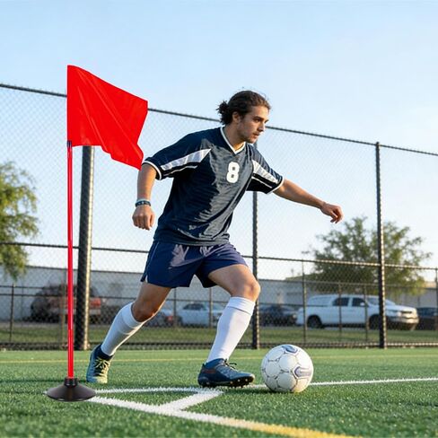 5FT Corner Flags for Soccer Field Set of 4 with Round Rubber Bases & Storage Bag, Adjustable Speed and Agility Training Equipment/Poles(Red) in Saudi Arabia