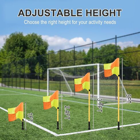 Soccer Corner Flags Set of 4, 5FT Training Poles for Soccer Field, Portable Corner Flag Poles for Speed & Agility Training, Outdoor Field & Turf Equipment with Carry Bag in Saudi Arabia