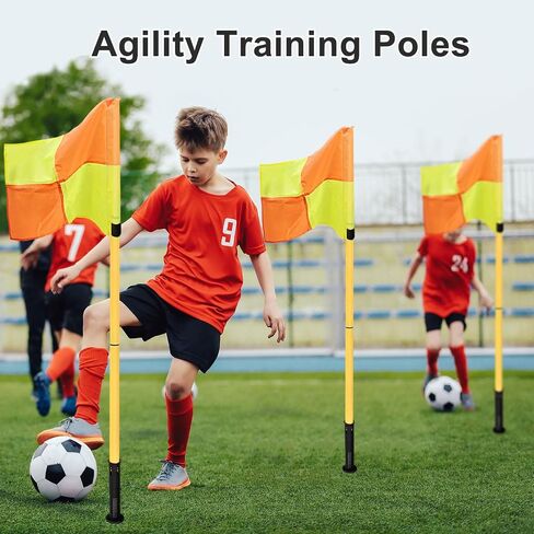Soccer Corner Flags Set of 4, 5FT Training Poles for Soccer Field, Portable Corner Flag Poles for Speed & Agility Training, Outdoor Field & Turf Equipment with Carry Bag in Saudi Arabia