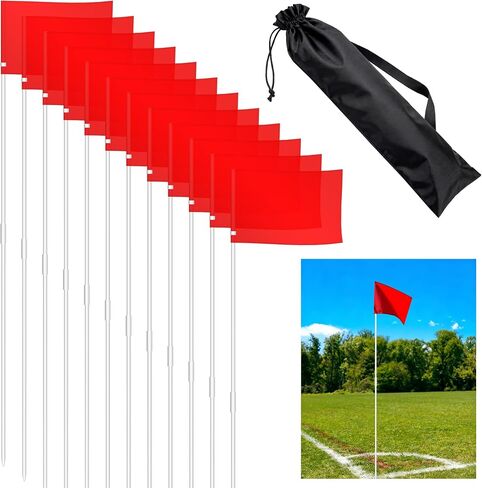12 Pack Soccer Corner Flags- Portable 67 Inch Fiberglass Corner Flag Set with Carry Bag for Soccer Field, Football Match Field Marker Flag Poles Agility Training Practice Equipment for Outdoor Sports in Saudi Arabia