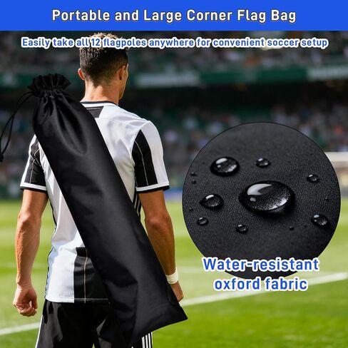 12 Pack Soccer Corner Flags- Portable 67 Inch Fiberglass Corner Flag Set with Carry Bag for Soccer Field, Football Match Field Marker Flag Poles Agility Training Practice Equipment for Outdoor Sports in Saudi Arabia