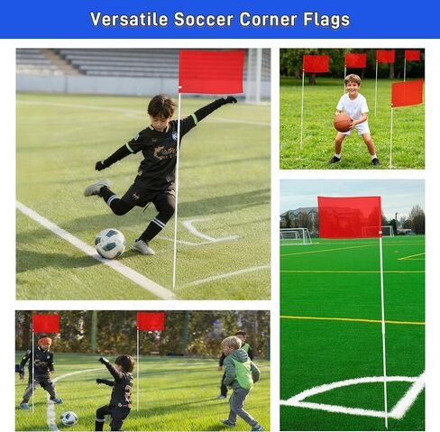 12 Pack Soccer Corner Flags- Portable 67 Inch Fiberglass Corner Flag Set with Carry Bag for Soccer Field, Football Match Field Marker Flag Poles Agility Training Practice Equipment for Outdoor Sports in Saudi Arabia