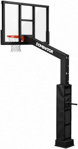 Dominator Black 72" In ground Basketball Hoops Outdoor - 72" Backboard w/ 4' Overhang - NBA/NCAA Regulation Adjustable Basketball Goal - Adjusts from 7'-10' Made of Heavy Duty Rust Proof Aluminum in Saudi Arabia