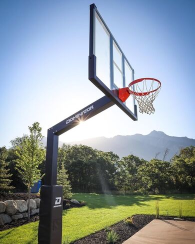 Dominator Black 72" In ground Basketball Hoops Outdoor - 72" Backboard w/ 4' Overhang - NBA/NCAA Regulation Adjustable Basketball Goal - Adjusts from 7'-10' Made of Heavy Duty Rust Proof Aluminum in Saudi Arabia