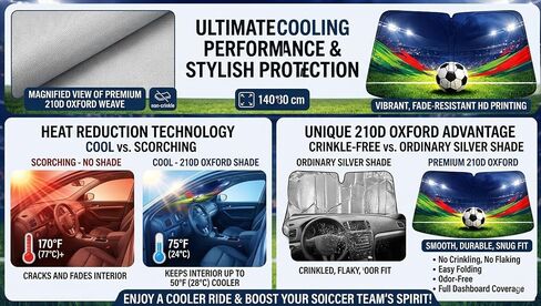 Premium Soccer Car Windshield Sun Shade for BMW Z4 M, Foldable Ultra-Density Double-Layer Oxford Fabric Front Window Cover, 55" x 31" in Saudi Arabia