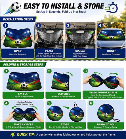 Premium Soccer Car Windshield Sun Shade for BMW Z4 M, Foldable Ultra-Density Double-Layer Oxford Fabric Front Window Cover, 55" x 31" in Saudi Arabia