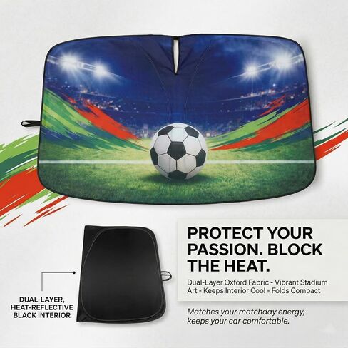 Soccer Windshield Sun Shade for MINI Roadster 2012 2013 2014 2015, Double Layer Heat Blocker, Premium Oxford Fabric UV Protector, 55.1 x 31.5 Inch in Saudi Arabia