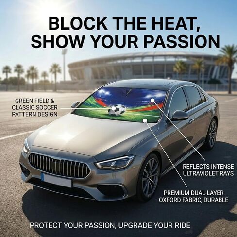 Soccer Windshield Sun Shade for MINI Roadster 2012 2013 2014 2015, Double Layer Heat Blocker, Premium Oxford Fabric UV Protector, 55.1 x 31.5 Inch in Saudi Arabia