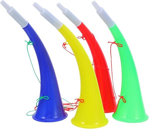 LIOOBO Stadium Horn Noise Makers: 4pcs Portable Soccer with Lanyard, Loud Horn Shaped Cheering Trumpet for Football Games Sporting Events in Saudi Arabia