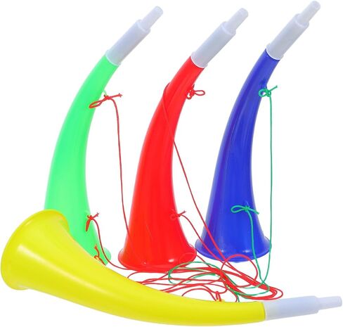 LIOOBO Stadium Horn Noise Makers: 4pcs Portable Soccer with Lanyard, Loud Horn Shaped Cheering Trumpet for Football Games Sporting Events in Saudi Arabia