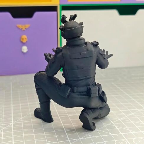 3D Printed Tactical Soldier Pen Holder, Military Figurine Desktop Organizer, Kneeling Special Forces Statue in Saudi Arabia