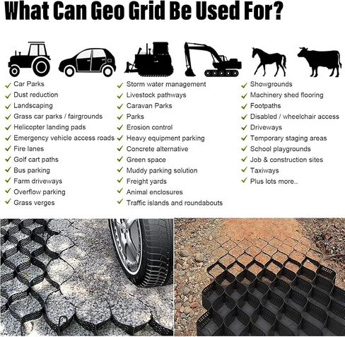 Shed Base Plastic Grid,Geo Grid for Gravel Driveway，4"/2" HDPE Gravel Stabilizer for Driveway/Paddock/Slope Stabilization(6.5x20ft 4" Thick) in Kuwait