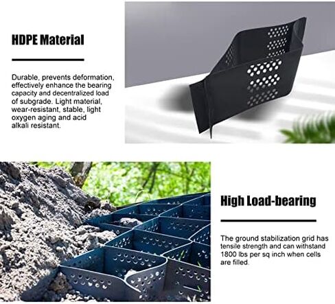 Shed Base Plastic Grid,Heavy-Duty Geogrid Ground Grid 2x10M Honeycomb Grass Grids for Driveways Landslide Protection Gravel Board System Kit S for Soil Stabilization(2x3M/6.6x9.8FT) in Kuwait