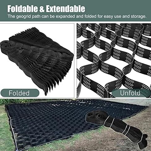 Shed Base Plastic Grid,Heavy-Duty Geogrid Ground Grid 2x10M Honeycomb Grass Grids for Driveways Landslide Protection Gravel Board System Kit S for Soil Stabilization(2x3M/6.6x9.8FT) in Kuwait