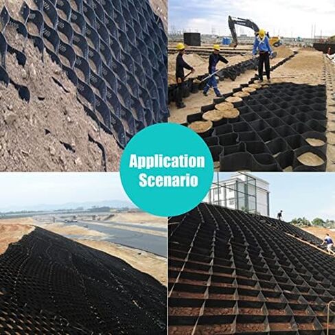 Shed Base Plastic Grid,Heavy-Duty Geogrid Ground Grid 2x10M Honeycomb Grass Grids for Driveways Landslide Protection Gravel Board System Kit S for Soil Stabilization(2x3M/6.6x9.8FT) in Kuwait