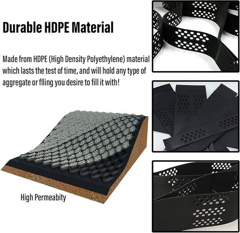 شبكة بلاستيكية بقاعدة سقيفة، مثبت شبكة Geocell HDPE بارتفاع 4 بوصات/2 بوصة للممر/المنحدر/وقوف السيارات (2 × 5 م (6.5 × 16.5 قدم) 5 سم/2 بوصة ارتفاع) in Kuwait
