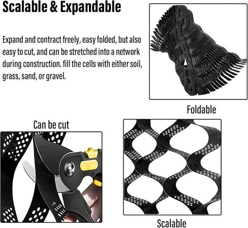 شبكة بلاستيكية بقاعدة سقيفة، مثبت شبكة Geocell HDPE بارتفاع 4 بوصات/2 بوصة للممر/المنحدر/وقوف السيارات (2 × 5 م (6.5 × 16.5 قدم) 5 سم/2 بوصة ارتفاع) in Kuwait
