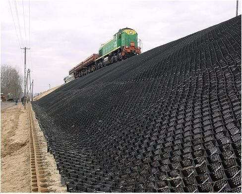 شبكة بلاستيكية ذات قاعدة سقيفة، شبكة تثبيت منحدر HDPE بارتفاع 4 بوصات/2 بوصة | التحكم في تآكل الممرات وضفة النهر والحصى والتربة (ارتفاع 2 × 9 م (6.5 × 30 قدم) و10 سم/4 بوصة) in Kuwait