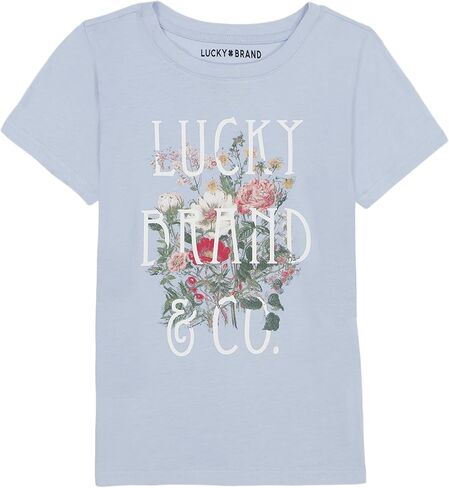 Lucky Brand Girl's Short Sleeve Graphic T-Shirt, Tagless Cotton Tee with Fun Designs in Saudi Arabia