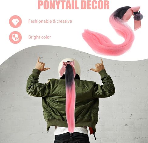 Ornament Decorative Ponytail Wig Motorcycle Hair Braid Accessory Comfortable Material in Kuwait