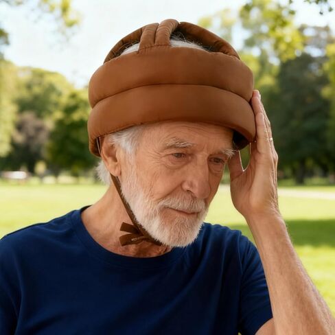 قبعة للحماية من السقوط لكبار السن، واقي رأس آمن للبالغين، خوذة رأس مضادة للتصادمات مع أشرطة للذقن، قطن كاكي in Kuwait