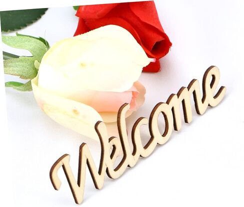 10pcs Welcome Wooden Sign Decor for Home Rustic Hanging Wall Tag for Parties DIY Crafts and Seasonal Decorations Durable Wood Material in Kuwait