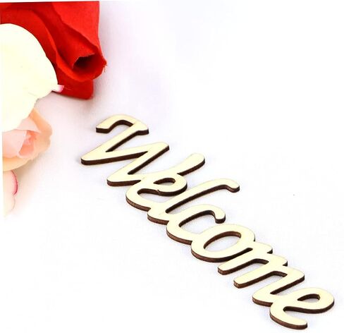 DIY Wood Sign for Home Decor Welcome Cutout Wooden Wall Hanging 11.3x0.2cm for Parties in Kuwait