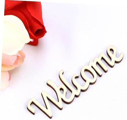 DIY Wood Sign for Home Decor Welcome Cutout Wooden Wall Hanging 11.3x0.2cm for Parties in Kuwait