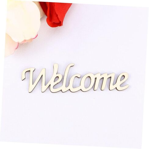 DIY Wood Sign for Home Decor Welcome Cutout Wooden Wall Hanging 11.3x0.2cm for Parties in Kuwait