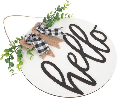 HOOTNEE Handmade Wooden Front Door Decor Eucalyptus Leaf Hanging Sign for House in Kuwait