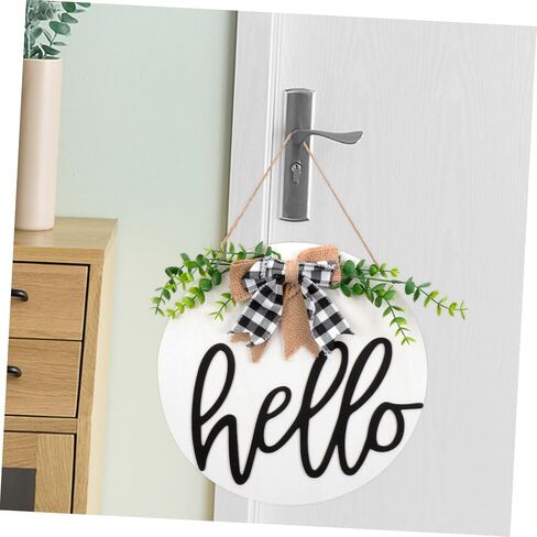 HOOTNEE Handmade Wooden Front Door Decor Eucalyptus Leaf Hanging Sign for House in Kuwait