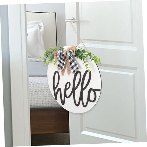 HOOTNEE Handmade Wooden Front Door Decor Eucalyptus Leaf Hanging Sign for House in Kuwait